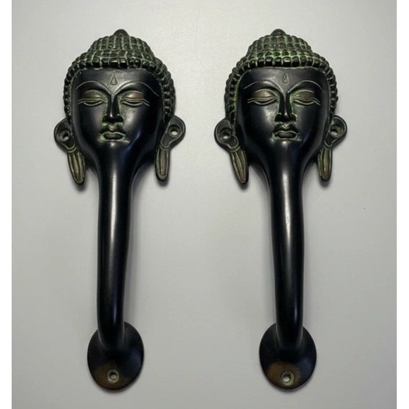 Vintage Brass Buddha Face Door Handle ~10″ Spiritual Design – Lucky Décor ✨